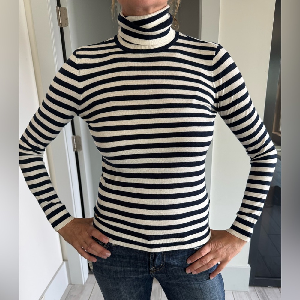Ralph Lauren Navy and Cream Striped Top
